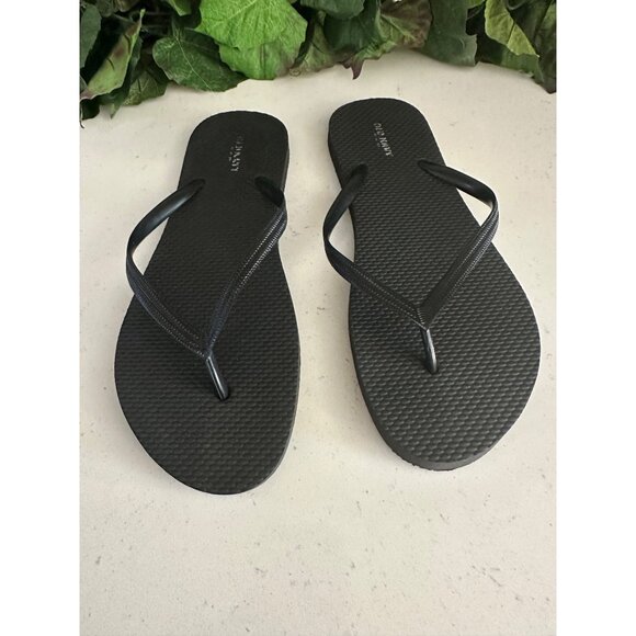 Old Navy Black Flip-Flops Size 9-10 Rubber Casual Sandals - Picture 1 of 7
